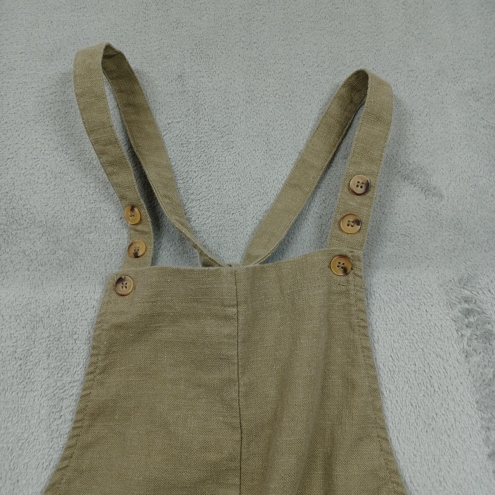 Miou Muse Overalls Womens Small Brown Linen‎ Blend Jumpsuit Pockets Adjustable - Picture 3 of 9